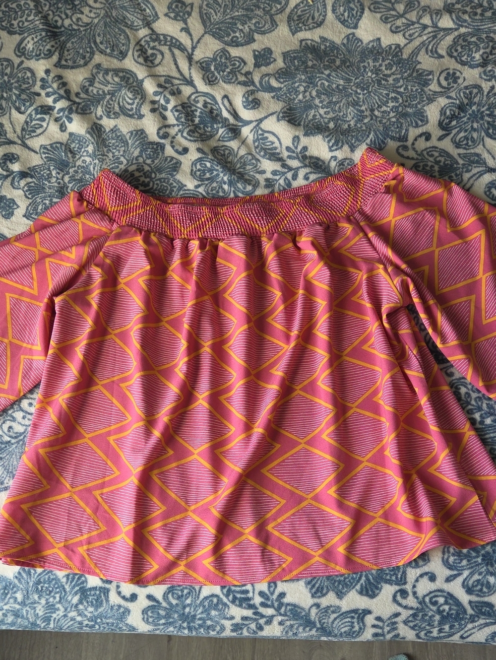 Michelle McDowell Women’s Pink & Yellow Geometric Off-Shoulder Top